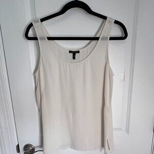 Eileen Fisher Silk Crepe Ballet Neck Tank –Light Grey Size S/P